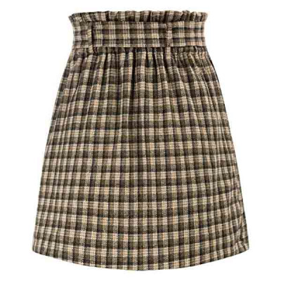 Bigary Women's High Waist Layered Ruffle Hem Flared Mini Skirt
